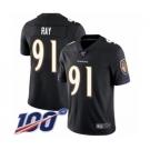 Men's Baltimore Ravens #91 Shane Ray Black Alternate Vapor Untouchable Limited Player 100th Season Football Jersey