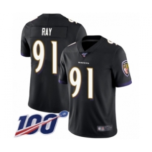 Men's Baltimore Ravens #91 Shane Ray Black Alternate Vapor Untouchable Limited Player 100th Season Football Jersey