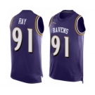 Men's Baltimore Ravens #91 Shane Ray Elite Purple Player Name & Number Tank Top Football Jersey