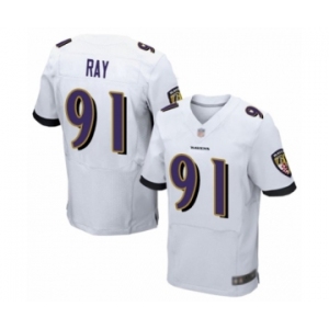 Men's Baltimore Ravens #91 Shane Ray Elite White Football Jersey