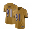 Men's Baltimore Ravens #91 Shane Ray Limited Gold Inverted Legend Football Jersey