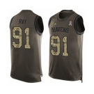 Men's Baltimore Ravens #91 Shane Ray Limited Green Salute to Service Tank Top Football Jersey