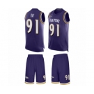 Men's Baltimore Ravens #91 Shane Ray Limited Purple Tank Top Suit Football Jersey