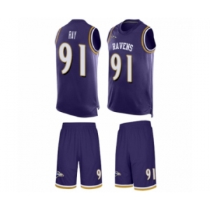Men's Baltimore Ravens #91 Shane Ray Limited Purple Tank Top Suit Football Jersey
