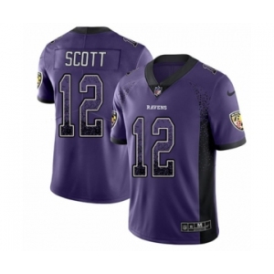 Men's Nike Baltimore Ravens #12 Jaleel Scott Limited Purple Rush Drift Fashion NFL Jersey