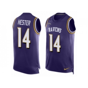 Men's Nike Baltimore Ravens #14 Devin Hester Limited Purple Player Name & Number Tank Top NFL Jersey