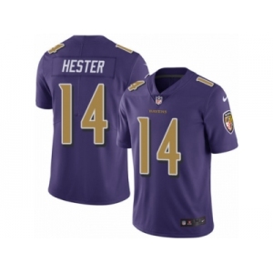 Men's Nike Baltimore Ravens #14 Devin Hester Limited Purple Rush NFL Jersey