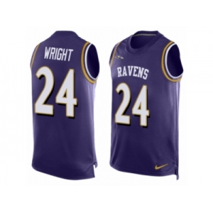 Men's Nike Baltimore Ravens #24 Shareece Wright Limited Purple Player Name & Number Tank Top NFL Jersey