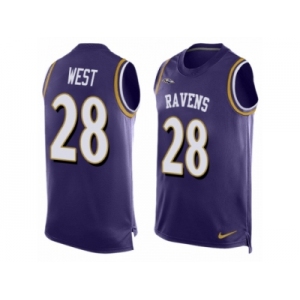 Men's Nike Baltimore Ravens #28 Terrance West Limited Purple Player Name & Number Tank Top NFL Jersey