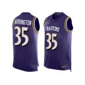 Men's Nike Baltimore Ravens #35 Kyle Arrington Limited Purple Player Name & Number Tank Top NFL Jersey