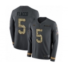 Men's Nike Baltimore Ravens #5 Joe Flacco Limited Black Salute to Service Therma Long Sleeve NFL Jersey