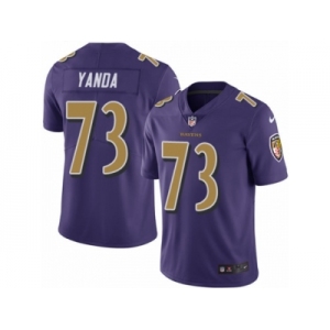 Men's Nike Baltimore Ravens #73 Marshal Yanda Limited Purple Rush NFL Jersey