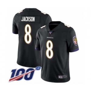 Men's Nike Baltimore Ravens #8 Lamar Jackson Black Alternate Vapor Untouchable Limited Player 100th Season NFL Jersey