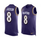 Men's Nike Baltimore Ravens #8 Lamar Jackson Elite Purple Player Name & Number Tank Top NFL Jersey