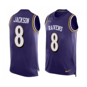 Men's Nike Baltimore Ravens #8 Lamar Jackson Elite Purple Player Name & Number Tank Top NFL Jersey