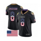 Men's Nike Baltimore Ravens #8 Lamar Jackson Limited Black Rush USA Flag NFL Jersey