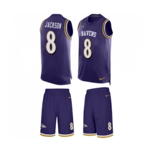 Men's Nike Baltimore Ravens #8 Lamar Jackson Limited Purple Tank Top Suit NFL Jersey