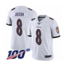 Men's Nike Baltimore Ravens #8 Lamar Jackson White Vapor Untouchable Limited Player 100th Season NFL Jersey