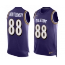 Men's Nike Baltimore Ravens #88 Ty Montgomery Elite Purple Player Name & Number Tank Top NFL Jersey