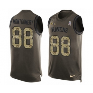 Men's Nike Baltimore Ravens #88 Ty Montgomery Limited Green Salute to Service Tank Top NFL Jersey