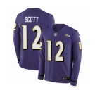 Nike Baltimore Ravens #12 Jaleel Scott Limited Purple Therma Long Sleeve NFL Jersey