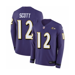 Nike Baltimore Ravens #12 Jaleel Scott Limited Purple Therma Long Sleeve NFL Jersey