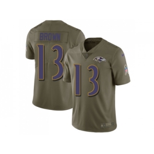 Nike Baltimore Ravens #13 John Brown Olive Men Stitched NFL Limited 2017 Salute To Service Jersey