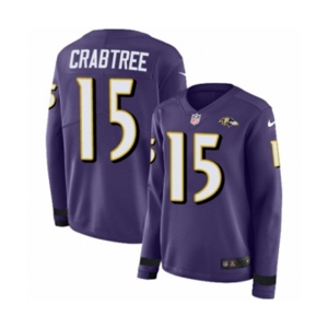 Nike Baltimore Ravens #15 Michael Crabtree Limited Purple Therma Long Sleeve NFL Jersey