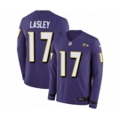 Nike Baltimore Ravens #17 Jordan Lasley Limited Purple Therma Long Sleeve NFL Jersey