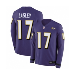 Nike Baltimore Ravens #17 Jordan Lasley Limited Purple Therma Long Sleeve NFL Jersey
