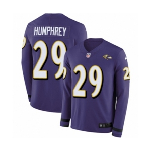 Nike Baltimore Ravens #29 Marlon Humphrey Limited Purple Therma Long Sleeve NFL Jersey