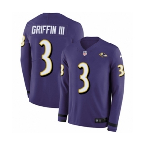 Nike Baltimore Ravens #3 Robert Griffin III Limited Purple Therma Long Sleeve NFL Jersey