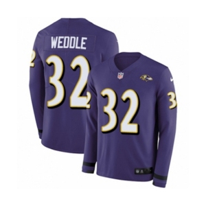 Nike Baltimore Ravens #32 Eric Weddle Limited Purple Therma Long Sleeve NFL Jersey