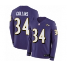 Nike Baltimore Ravens #34 Alex Collins Limited Purple Therma Long Sleeve NFL Jersey