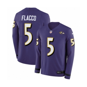 Nike Baltimore Ravens #5 Joe Flacco Limited Purple Therma Long Sleeve NFL Jersey