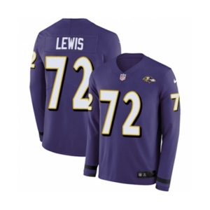 Nike Baltimore Ravens #72 Alex Lewis Limited Purple Therma Long Sleeve NFL Jersey