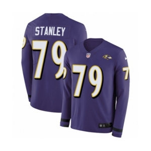 Nike Baltimore Ravens #79 Ronnie Stanley Limited Purple Therma Long Sleeve NFL Jersey