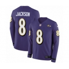 Nike Baltimore Ravens #8 Lamar Jackson Limited Purple Therma Long Sleeve NFL Jersey