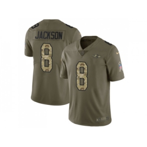 Nike Baltimore Ravens #8 Lamar Jackson Olive Camo Men Stitched NFL Limited 2017 Salute To Service Jersey