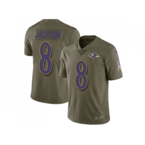 Nike Baltimore Ravens #8 Lamar Jackson Olive Men Stitched NFL Limited 2017 Salute To Service Jersey