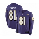 Nike Baltimore Ravens #81 Hayden Hurst Limited Purple Therma Long Sleeve NFL Jersey