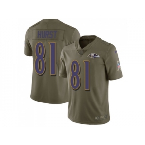 Nike Baltimore Ravens #81 Hayden Hurst Olive Men Stitched NFL Limited 2017 Salute To Service Jersey