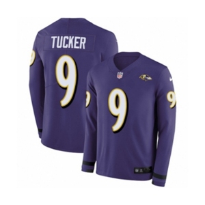 Nike Baltimore Ravens #9 Justin Tucker Limited Purple Therma Long Sleeve NFL Jersey