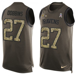 Nike Ravens #27 J.K. Dobbins Green Men's Stitched NFL Limited Salute To Service Tank Top Jersey