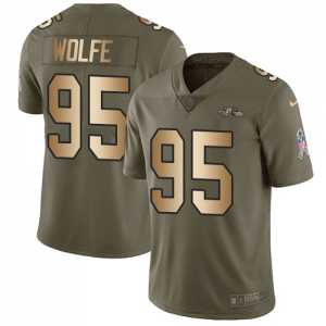 Nike Ravens #95 Derek Wolfe Olive Gold Men's Stitched NFL Limited 2017 Salute To Service Jersey