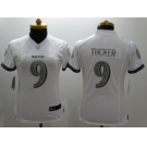 Nike Women Baltimore Ravens #9 Tucker Platinum White Jerseys