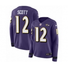 Women Nike Baltimore Ravens #12 Jaleel Scott Limited Purple Therma Long Sleeve NFL Jersey