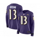 Women Nike Baltimore Ravens #13 John Brown Limited Purple Therma Long Sleeve NFL Jersey