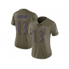 Women Nike Baltimore Ravens #13 John Brown Olive Stitched NFL Limited 2017 Salute to Service Jersey