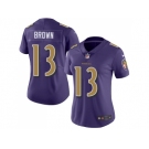 Women Nike Baltimore Ravens #13 John Brown Purple Stitched NFL Limited Rush Jersey